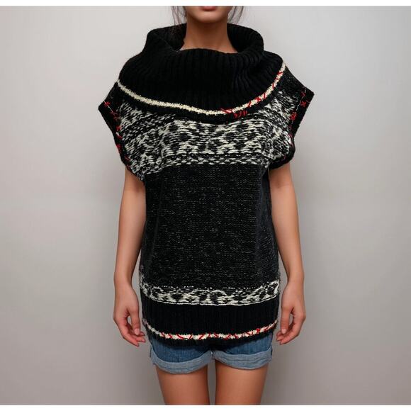 Free People Fair Isle Cowl Neck Sleeveless Sweater Size Large - Picture 1 of 11